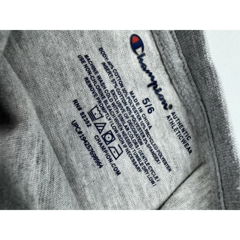 Champion Shirt Kids 6/7 Gray  Spellout‎ Classic Logo Crew Neck Short Sleeve
